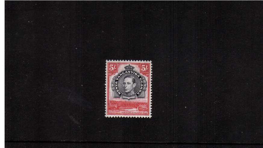5/- Black and Carmine - Perforation 13x13<br/>
A fine lightly mounted mint single. 

