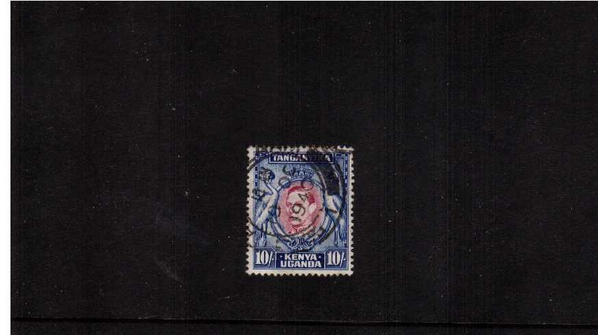 10/- Purple and Blue - Perforation 13<br/>
A superb fine used single. 

