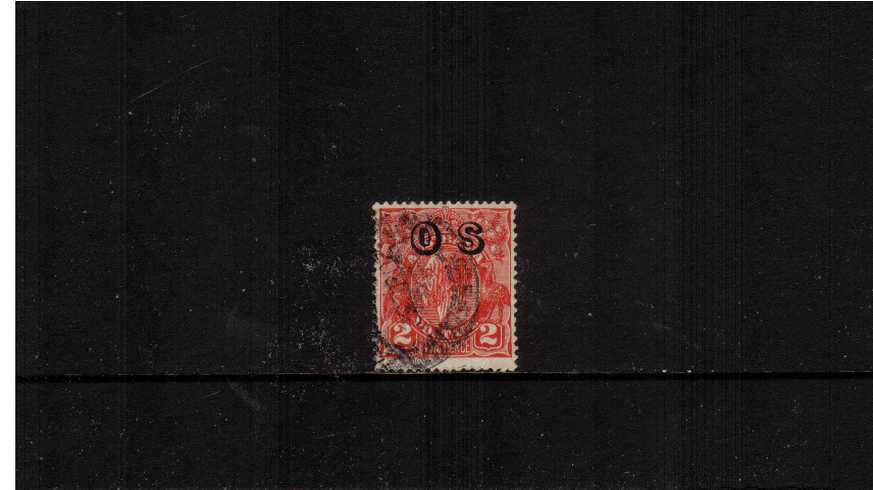 1d Scarlet<br/>A good used single  overprinted  ''O S''
