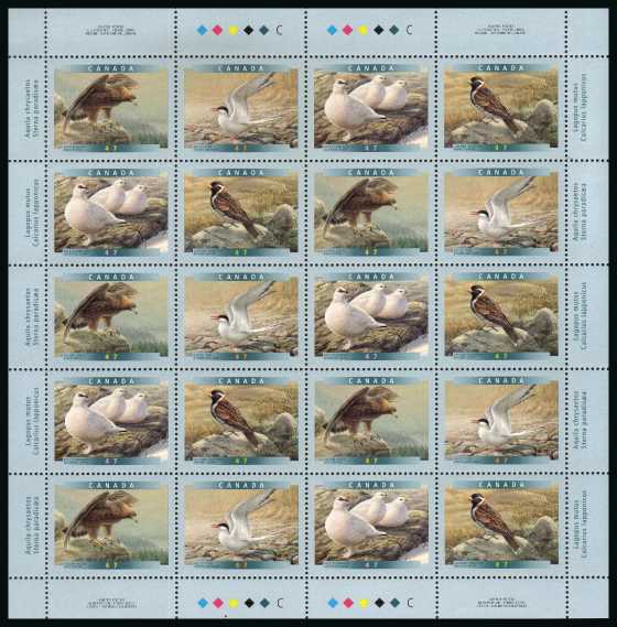 Birds - 6th Series - Complete sheetlet of twenty superb unmounted mint. 


