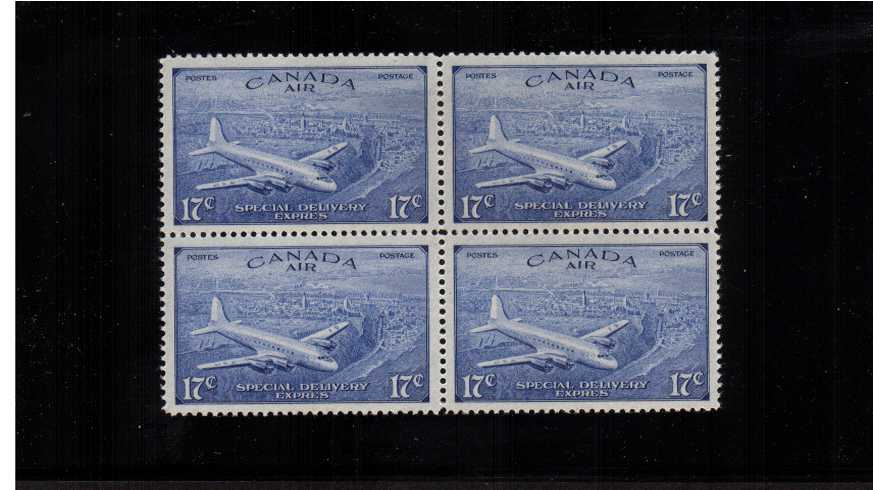 Special Delivery - Air<br/>The 17c stamp in superb unmounted mint block of four. 

