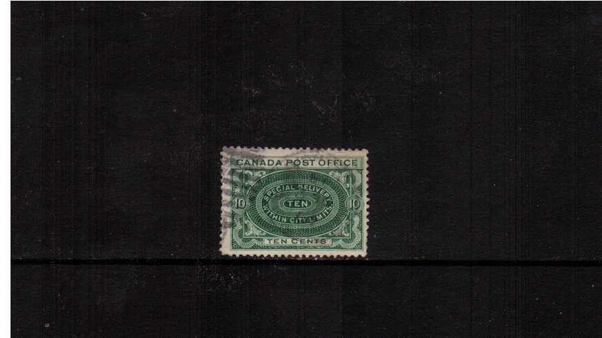 SPECIAL DELIVERY<br/>10c Blue-Green good used with small thin.
<br/><b>XQX</b>