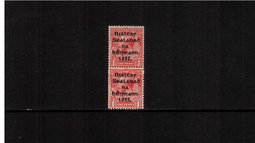 1d Scarlet as a superb unmounted mint vertical <b>COIL JOIN</b>
 pair