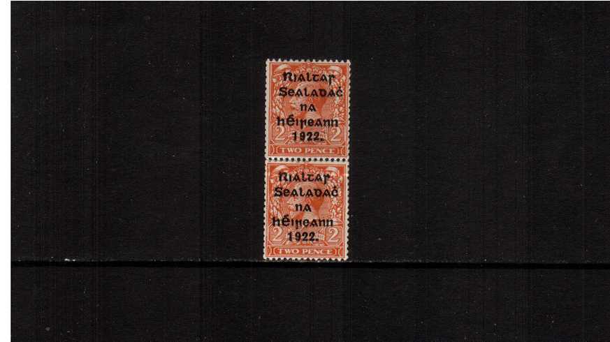 2d Orange - DIE I as a superb unmounted mint vertical <b>COIL JOIN</b>
 pair