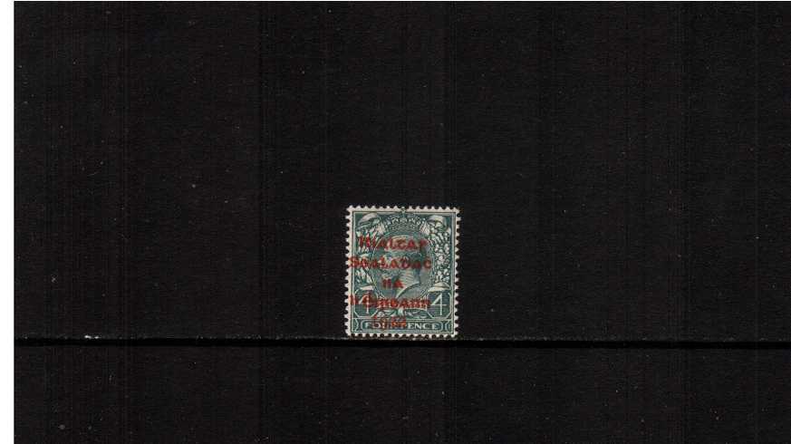 4d Grey-Green with Red overprint. A superb unmounted mint single.