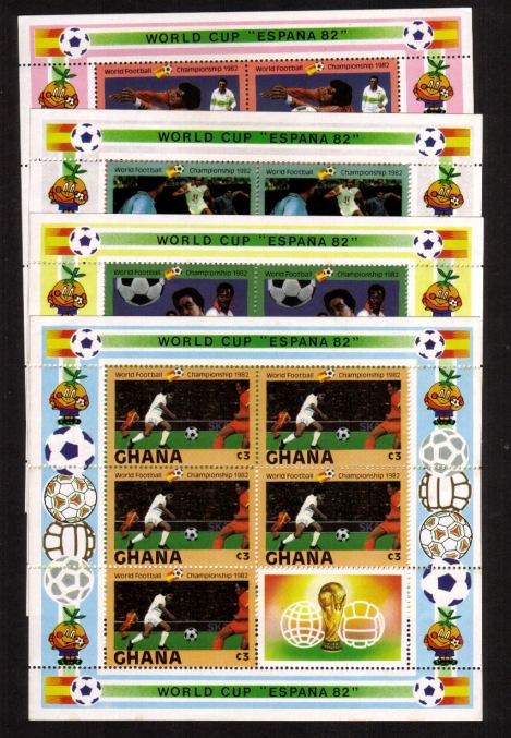 World Cup Football Championship - Spain<br/>
Complete set of four - Perforation 14x14 - in special sheetlets of five plus label<br/>All superb unmounted mint.