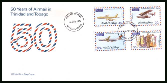 50th Anniversary of Airmail Service<br/>on an unaddressed official First Day Cover.