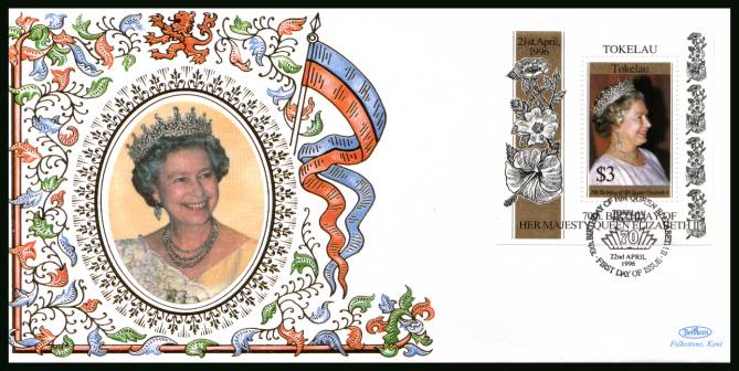 70th Birthday of The Queen minisheet<br/>
on a BENHAM ''Silk'' First Day Cover