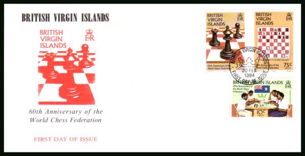 World Chess Fenderation part set <br/>on an unaddressed First Day Cover