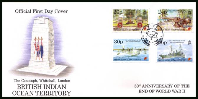 50th Anniversary of End of Second World War<br/>cancelled with special cancel on an illustrated First Day Cover