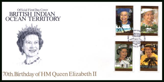 70th Birthday of the Queen<br/>cancelled with special cancel on an illustrated First Day Cover
