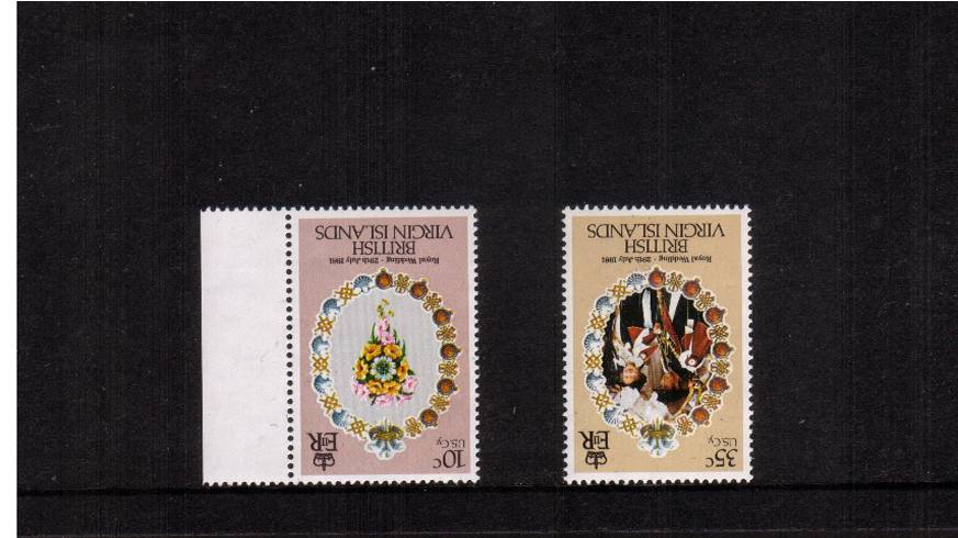 Royal Wedding<br/>The two INVERTED WATERMARK stamps from the set, one being marginal both<br/>superb unmounted mint.