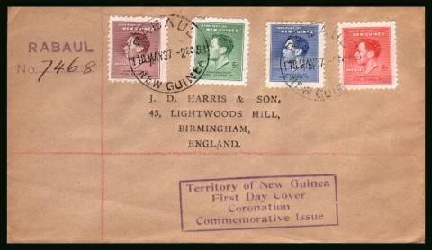 Coronation set of four<br/>on a printed addressed  REGISTERED First Day Cover.