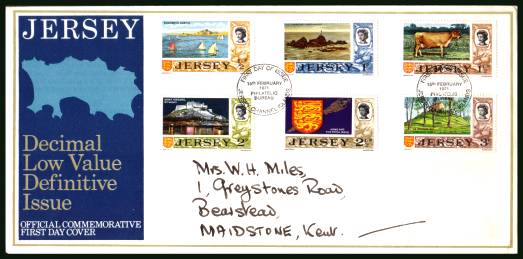 p to 3p definitives<br/>on an official hand addressed illustrated First Day Cover 

