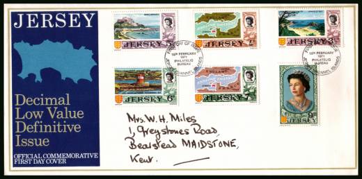 5p to 9p definitives<br/>on an official hand addressed illustrated First Day Cover 

