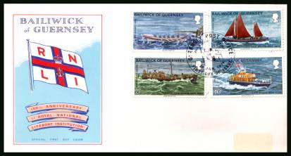 Anniversary of Royal National Lifeboat Instutution<br/>on an official unaddressed illustrated First Day Cover 

