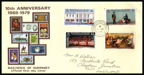 Guernsey Postal Administration<br/>on an official hand addressed illustrated First Day Cover 

