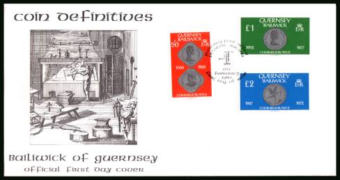 50p - 2 ''Coins'' definitives<br/>on an official unaddressed illustrated First Day Cover 

