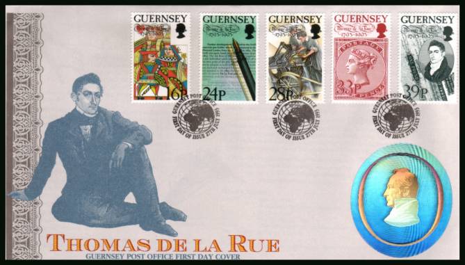 Birth Bicentenary of Thomas de la Rue - Printer<br/>on a hand addessed illustrated  First Day Cover