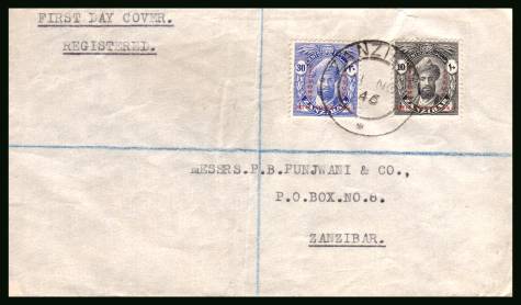 Victory set of two<br/>on a plain typed addressed REGISTERED First Day Cover