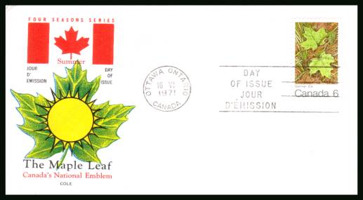 Maple Leaf<br/>on an unaddressed official First Day Cover.