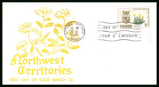 Provincial Emblems - Northwest Territories single<br/>on an unaddressed First Day Cover.