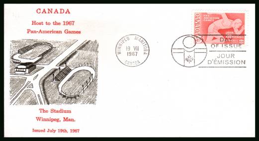Fifth Pan-American Games - Winnipeg<br/>on an unaddressed First Day Cover.