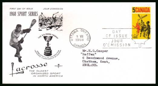 Lacrosse<br/>on a typed addressed First Day Cover.