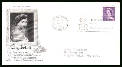 4c Violet definitive single<br/>on a typed addressed First Day Cover