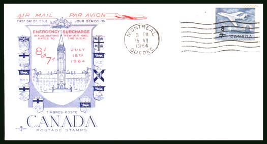 The 8c on 7c Stucharge single <br/>on an  unaddressed First Day Cover