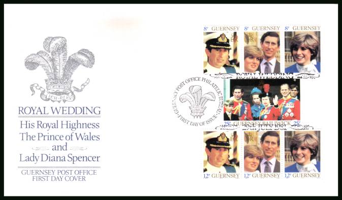 Royal Wedding set of seven<br/>
on an official unaddressed illustrated First Day Cover