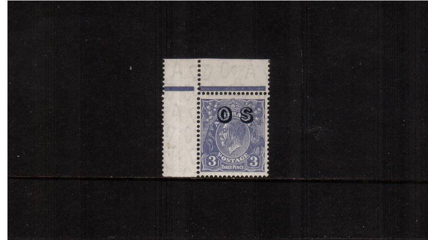 3d Ultramarine - Die II
overprinted ''O S''. A superb unmounted mint corner single. 


<br><b>QAQ</b>