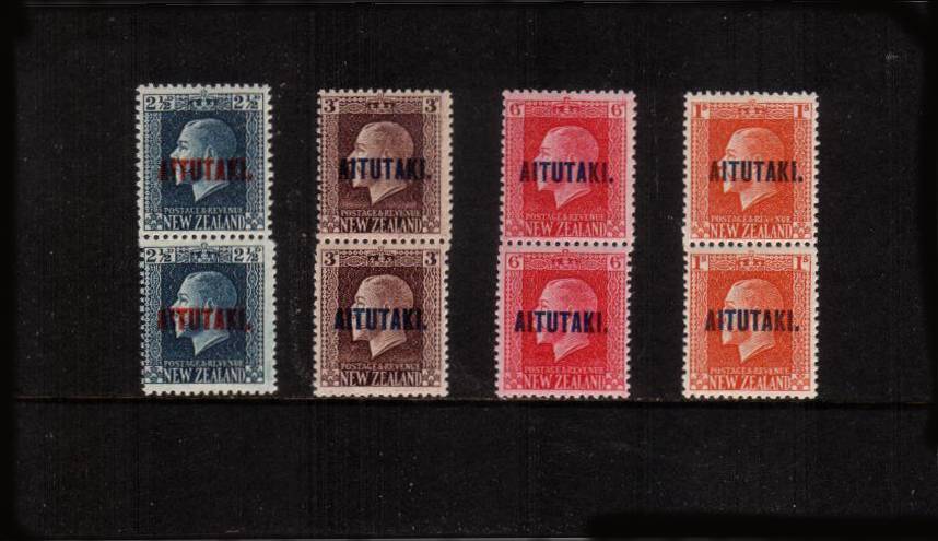 The se-tenant perforation change set of four in superb unmounted mint vertical pairs.<br/>
One stamp is perf 14x13 other is 14x14.<br/>Very rare set to find unmounted as almost all pairs<br/> were mounted by collectors at the time of issue.<br/><b>QBQ