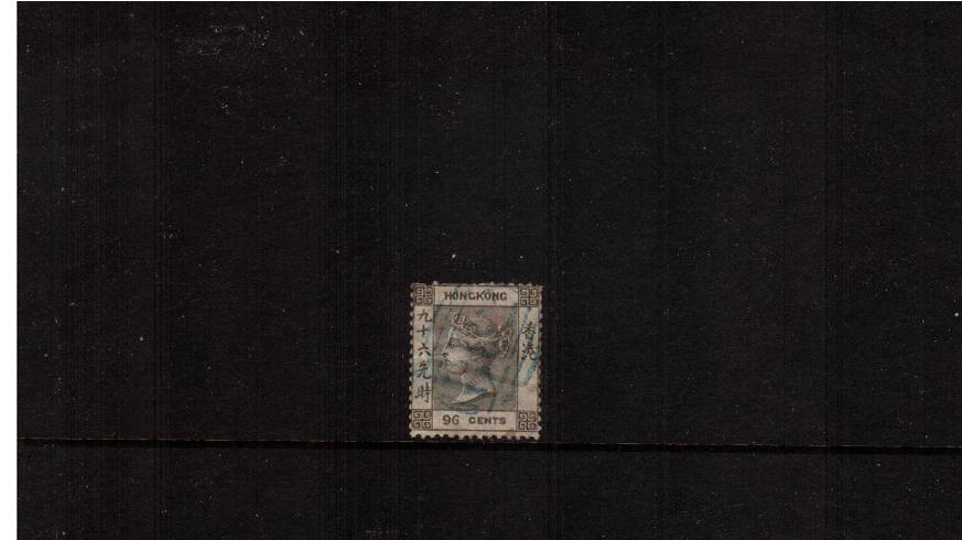 96c Brownish Grey - No Watermark<br/>
A fine used stamp with some minor faults. SG Cat 450
<br/><b>HK22</b>