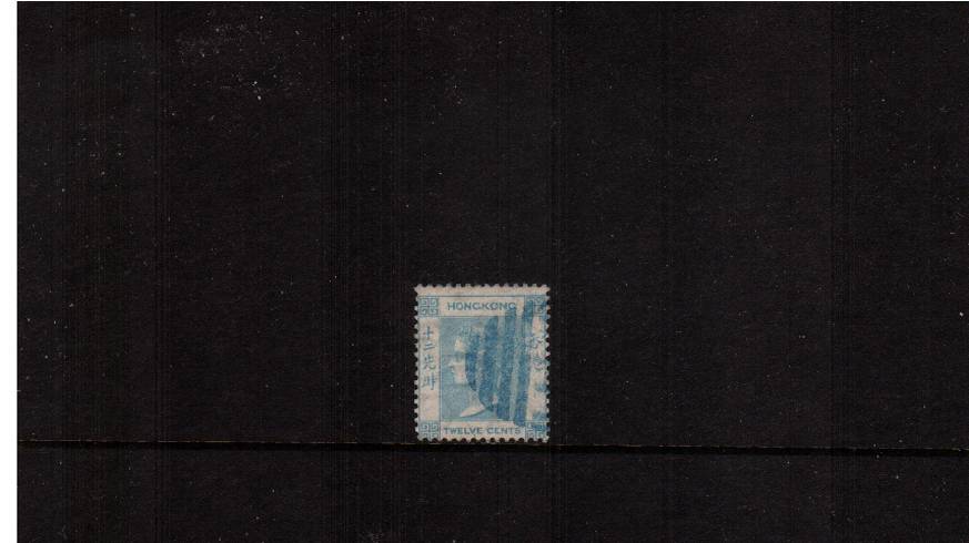 12c Pale Greenish Blue - Watermark Crown CC<br/>
A fine used stamp cancelled with a matching Greenish Blue cancel. SG Cat 40
<br/><b>HK22</b>