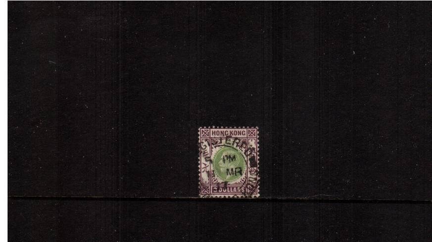 $3Green and Purple - Watermark Multiple Crown CA<br/>
A superb fine used single cancelled with a near upright double ring CDS dated 11 MR 17.<br/>SG Cat  130

<br/><b>HK22</b>
