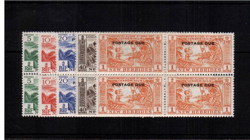 The Postage Due set of five in superb unmounted mint blocks of four.
<br/><b>QLQ</b>