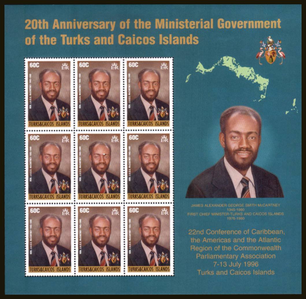 20th Anniversary of Ministerial Government special sheetlet of nine superb unmounted mint.