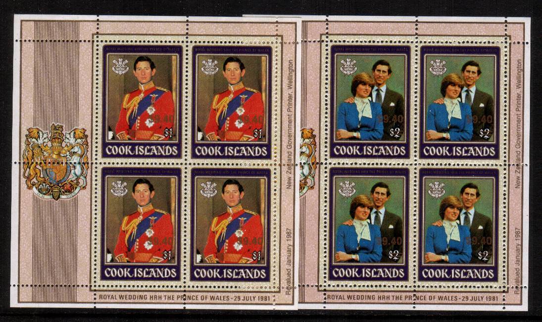 Charles and Diana pair of Royal Wedding sheetlets<br/>each stamp overprinted $9.40 superb unmounted mint. SG Cat 120 for singles