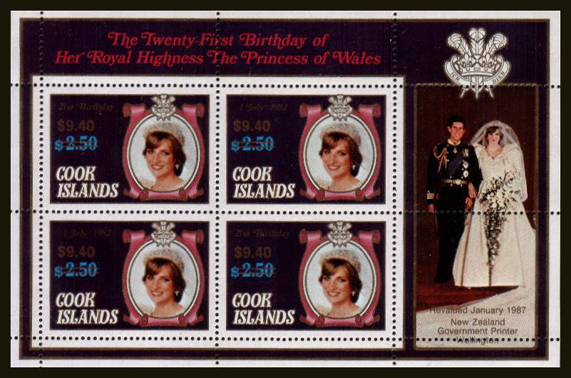 $9.40 on $2.50 Diana Minisheet superb unmounted mint.<br/>
SG Cat 60 for singles