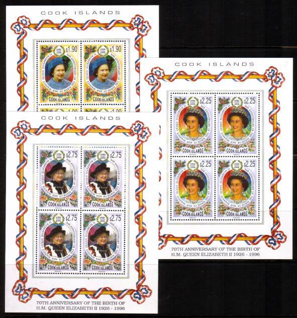 70th Birthday of Queen Elizabeth in special sheetlets of four superb unmounted mint