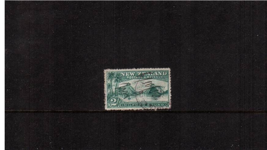 2/- Blue-Green   - ''Pictorials'' - Watermark ''Single'' NZ - Perforation 14<br/>
A good fiscally used stamp with usual rough perforations. SG Cat 42

<br/><b>QSQ</b>