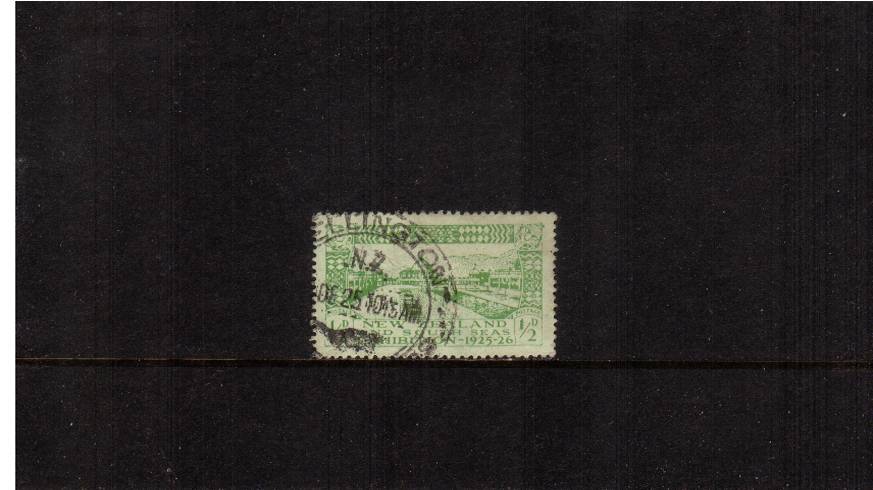 Dunedin Exhibition - d Yellow Green on Green<br/>
A good used stamp. 
<br/><b>QSQ</b>