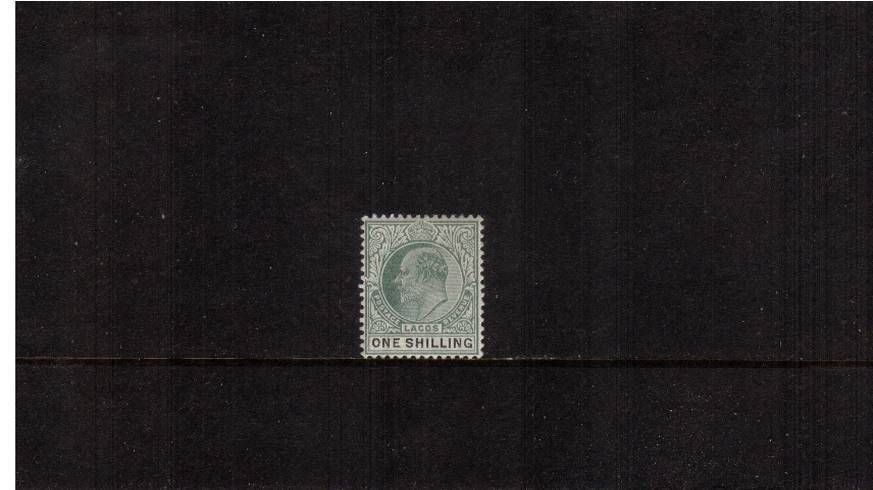 1/- Green and Black<br/>
A fine very, very lightly mounted mint single. SG Cat 35
