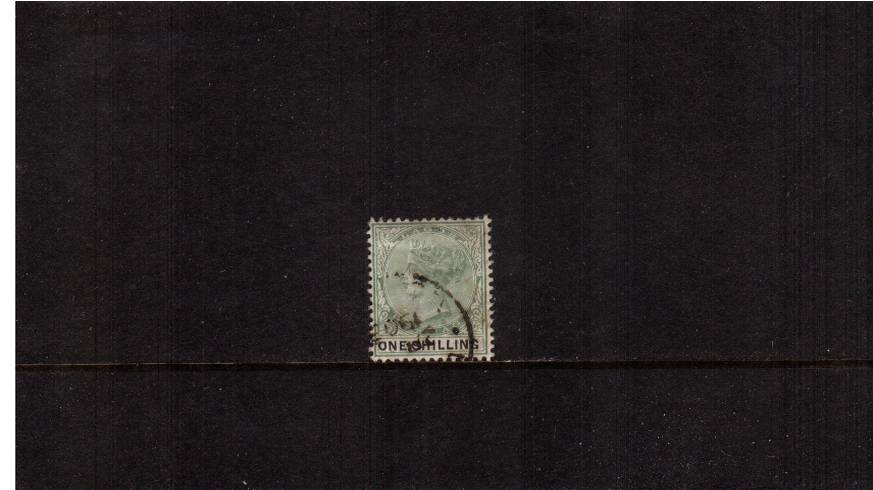 1/- Yellow-Green and Black<br/>
A fine used single cancelled with part CDS cancel. SG Cat 28