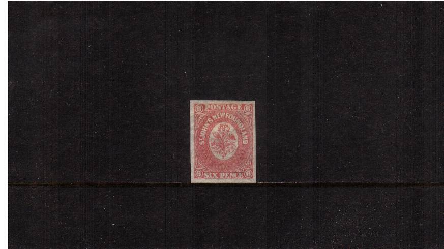 6d Rose-Lake - Imperforate<br/>
A fine four margined single good mounted mint. SG Cat 35
<br/><b>QYQ</b>