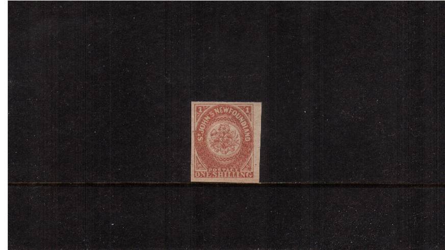 1/- Rose-Lake - Imperforate<br/>
A fine lightly mounted four margined mint right side marginal single. SG Cat 50
<br/><b>QYQ</b>