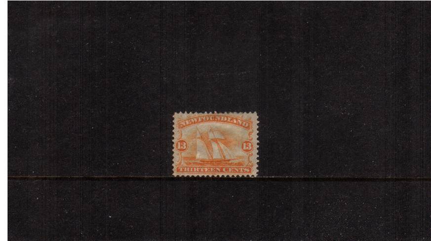 13c Orange-Yellow - Thin Yellowish Paper<br/>
A fine full gummed lightly mounted mint single with excellent centering. SG Cat 120
<br/><b>QYQ</b>