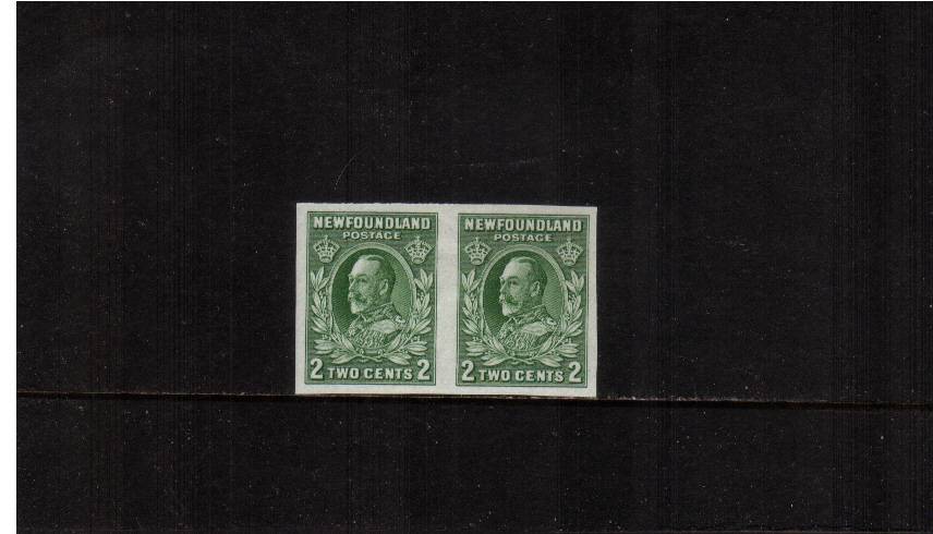2c King George V in a superb unmounted mint horizontal imperforate pair with large margins.<br/><b>QYQ</b>
