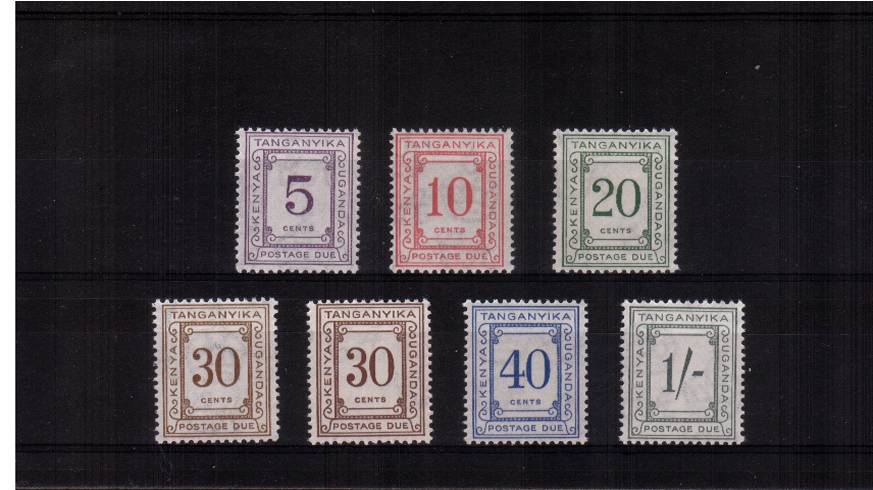 The Perforation 14 POSTAGE DUE set of six with the addition of the SG listed shade of the 30c thus seven stamps  all superb unmounted mint.

<br/><b>UDX</b>